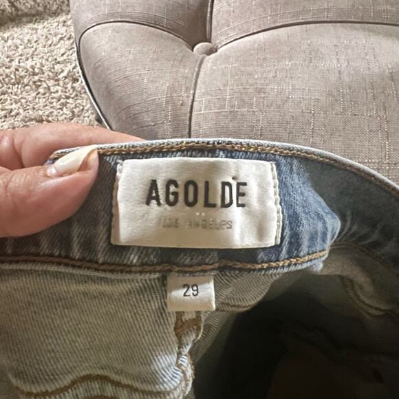 AGOLDE light wash distressed straight leg jeans 29 - Picture 2 of 6